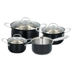 Alpina Pannenset - 4 Pannen, 3 Deksels - 7-delig - Alle Warmtebronnen - RVS - Mat Zwart