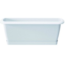 1x Kunststof Respana plantenbak/bloembak wit 59 cm inclusief onderzetter - Plantenbakken