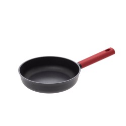 4goodz Aluminium Koekenpan met siliconen handvat 20cm - zwart/rood