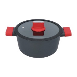 4goodz Aluminium Braadpan met siliconen handvat 25 cm - zwart/rood