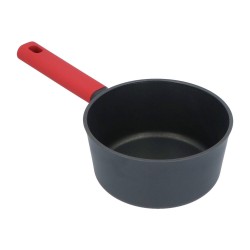 4goodz Aluminium Sauspan met siliconen handvat 17 cm - zwart/rood
