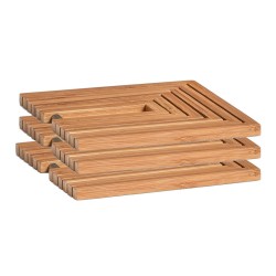 3x Bamboe houten pannenonderzetters uitklapbaar 19-34 x 19 cm - Panonderzetters