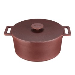 MOA Gietijzeren Braadpan - 29CM - Rond - Ook voor inductie - Rood - MC29BR