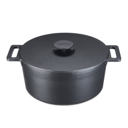 MOA Gietijzeren Braadpan - 29CM - Rond - Ook voor inductie - Zwart - MC29B