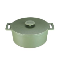 MOA Gietijzeren Braadpan - 26CM - Rond - Ook voor inductie - Olijfgroen - MC26OG