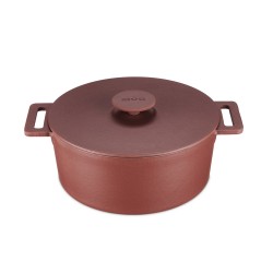MOA Gietijzeren Braadpan - 26CM - Rond - Ook voor inductie - Rood - MC26BR