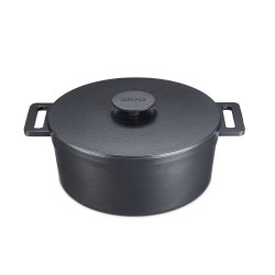 MOA Gietijzeren Braadpan - 26CM - Rond - Ook voor inductie - Zwart - MOAMC26B