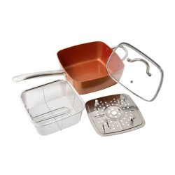 Swiss Pro+ 2 in 1 Vierkante Koekenpannen set Koper