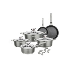 Swiss Pro+ 14-delige Pannenset Van Gegoten Aluminium Grijs