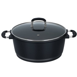 alpina Hapjespan 28CM met Deksel - Voor alle Fornuizen - Ovenbestendig tot 240°C - Vaatwasser bestendig - Zwart