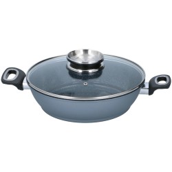 alpina Hapjespan - Ø28cm - met Glazen Deksel - Anti-Aanbaklaag - Alle Warmtebronnen - Aluminium/ Glas